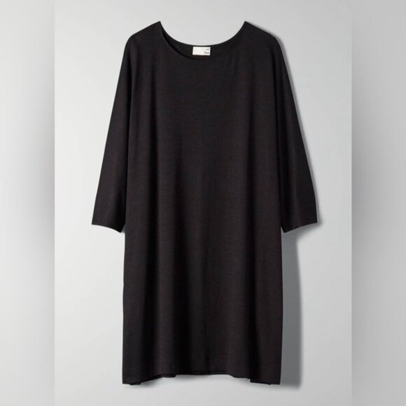 Aritzia Wilfred Free Cober T-shirt Dress Relaxed Jersey Long sleeve black XS - Picture 4 of 13